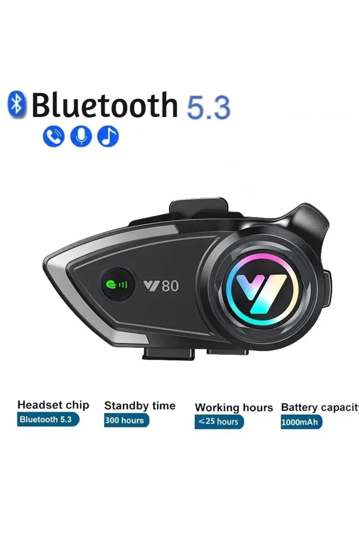 Y80 Motosiklet Kask Kulaklık Intercom Işıklı Motorsiklet Interkom