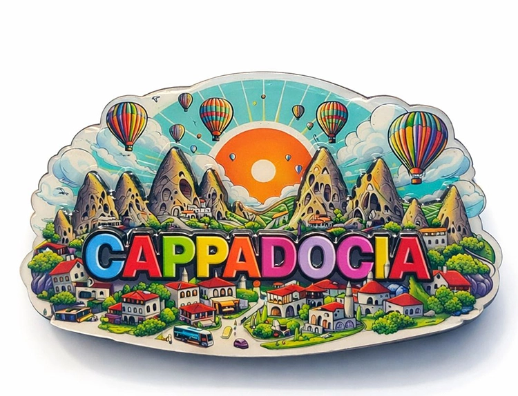 Kapadokya Temalı Ahşap Buzdolabı Magneti Alk5051