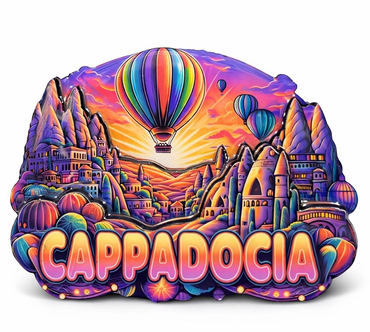 Kapadokya Temalı Ahşap Buzdolabı Magneti Alk5056