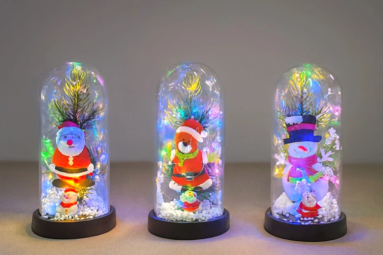 Yılbaşı Temalı Işıklı  Dekoratif Cam Fanus Alk5075