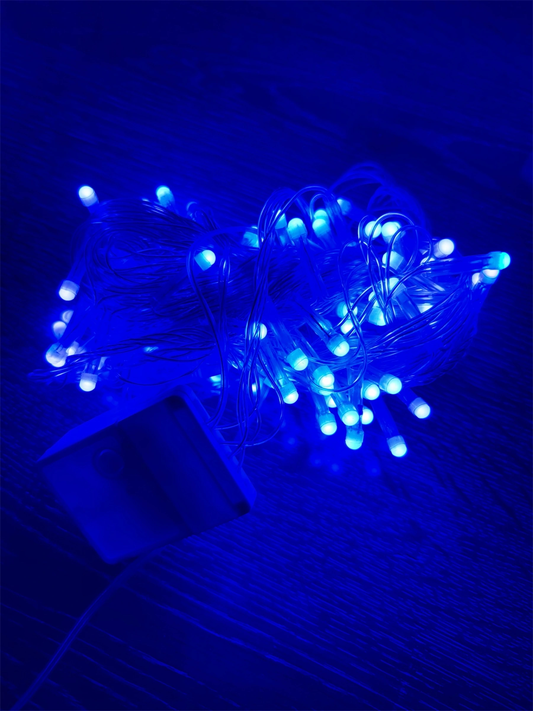 10m 100 Led Damla Uçlu Mavi Işık Şeffaf Kablo Mz-17-6