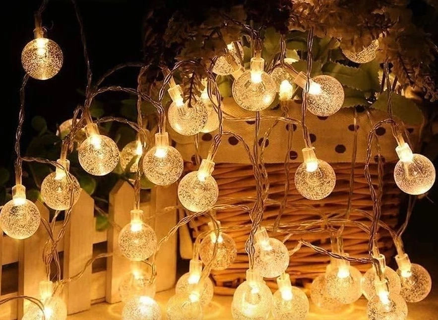 5m 28 Led Kristal Top Gün Işığı Şeffaf Kablo Fişli Eklemeli Mz-18-14