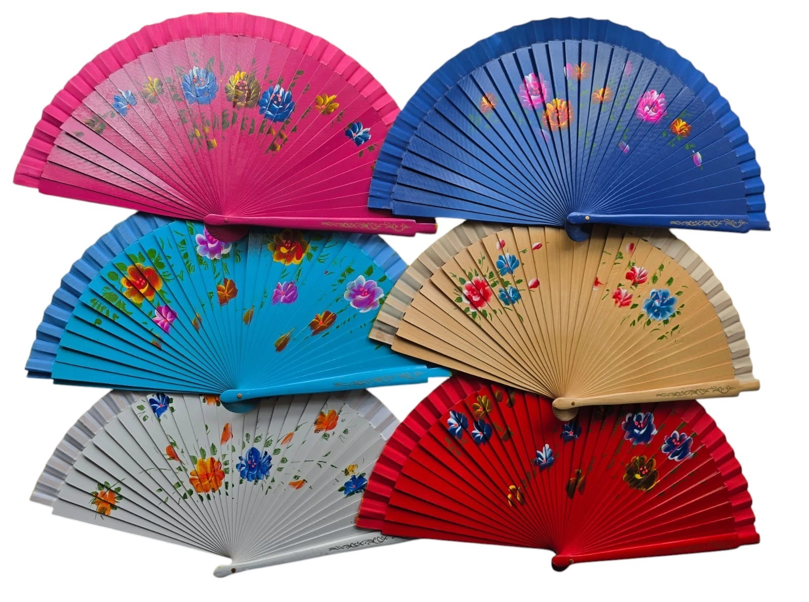 Bambu Çift Taraflı Yelpaze Karışık Renkler 12'li Paket