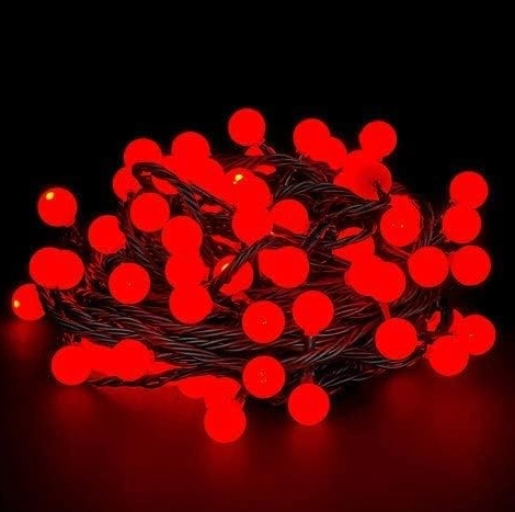 5m 28 Led Kırmızı Işık Siyah Kablo Fişli Eklemeli Mz-18-18