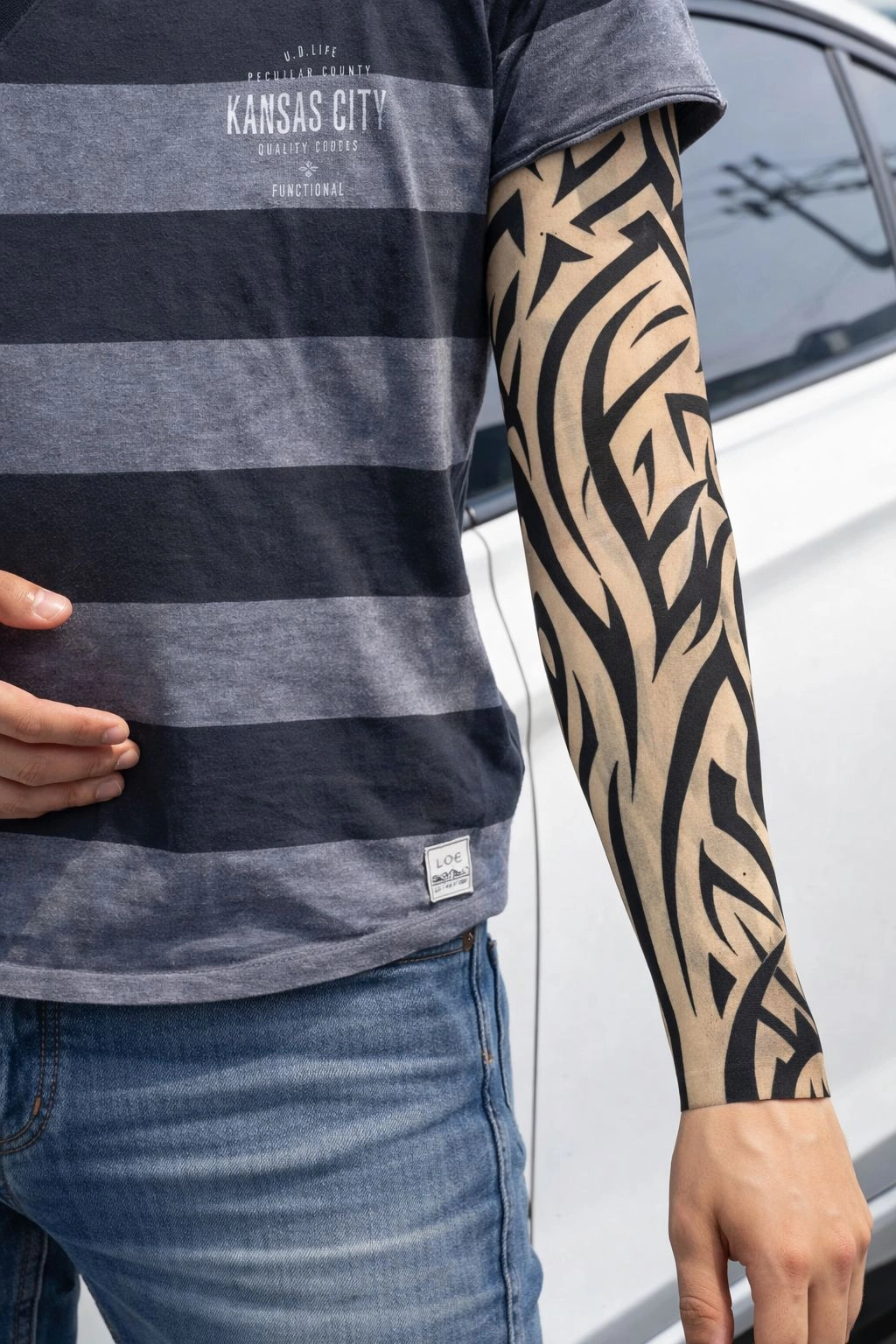 Giyilebilir Kol Dövmesi Çorap Dövme 3d Baskılı Kol Bacak Dövme 2 Adet Model 2