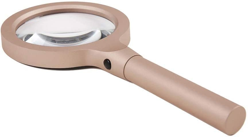 12 Led Işıklı 10x Büyüteç  ,yaşlılar Ve Çocuklar Için Okuma Saplı  Metal Büyüteç 8013