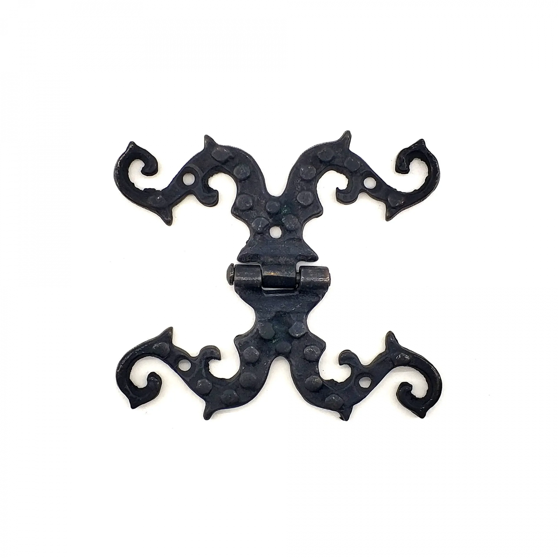 Antika Tarz Dekoratif Pirinç Süslü Menteşe - 100x90 Mm, Oksit