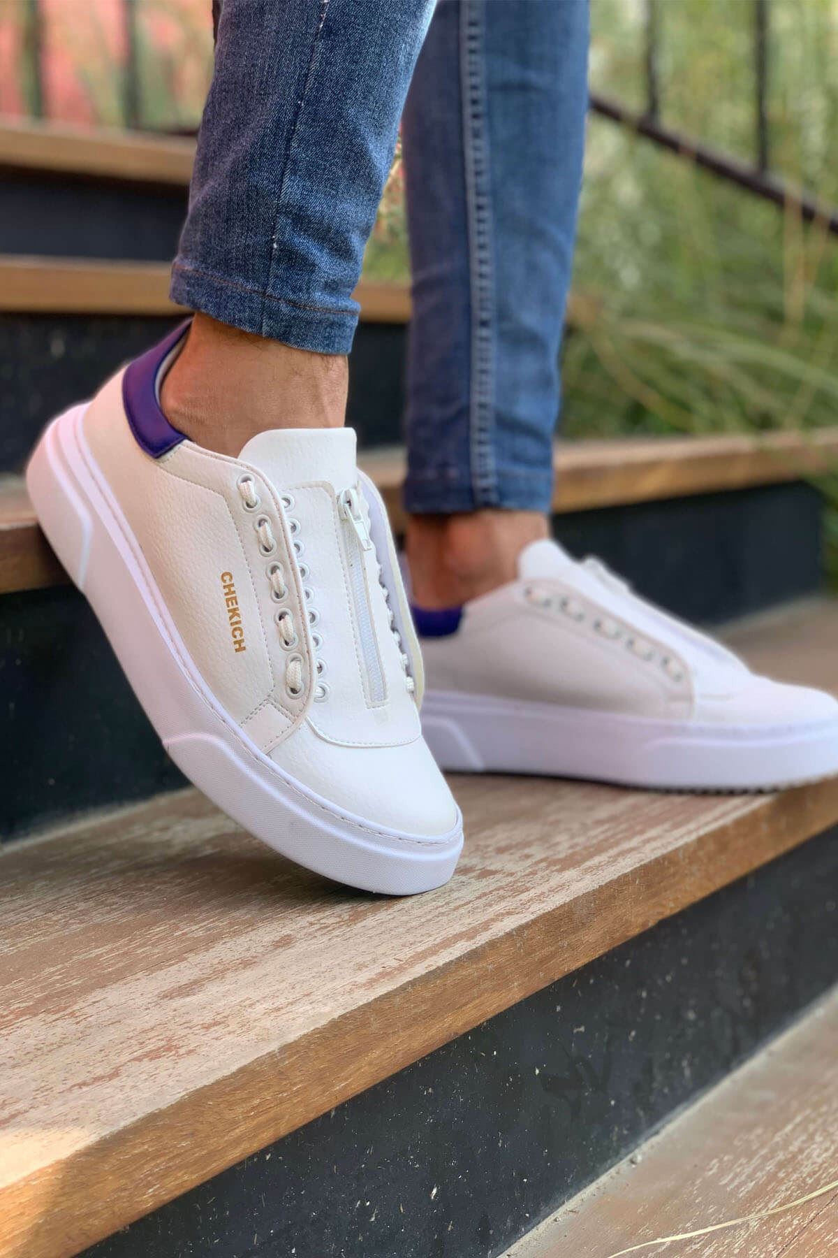 CH092 GBT Zip Style Erkek Ayakkabı BEYAZ/MAVI