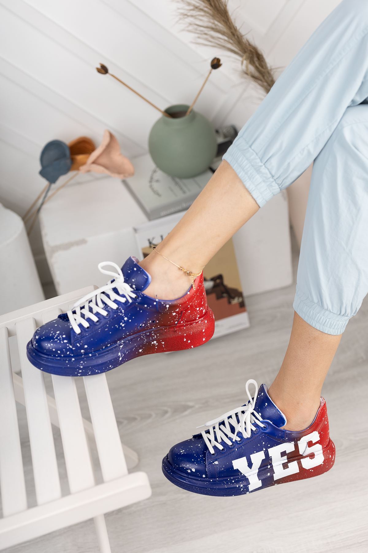 CH254 CBT Pittura Kadın Ayakkabı 441 MAVI / KIRMIZI YES