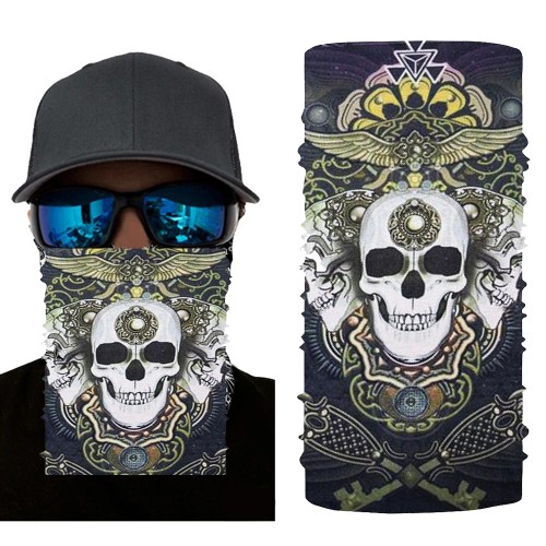 Siyah Beyaz Kafatası Baskılı Buff Bandana 28x45 cm